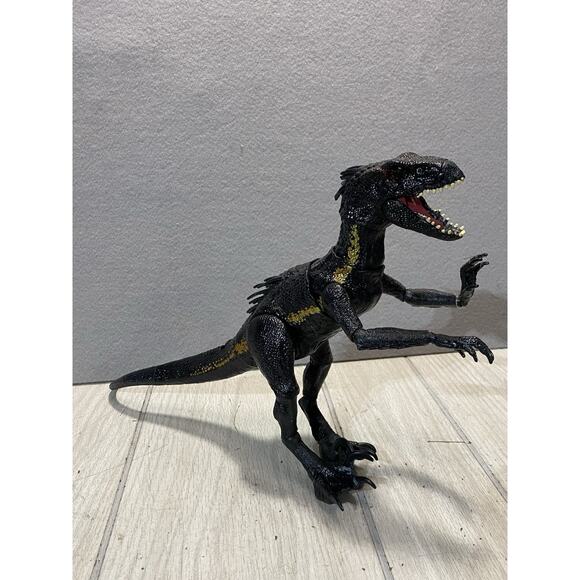 2017 Jurassic World INDORAPTOR Mattel Action Figure Black Gold Dinosaur Toy - Picture 1 of 11